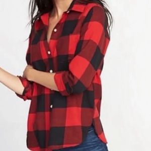 🆕 Red Buffalo Check Women’s Flannel Shirt XXL Old Navy NWT New!